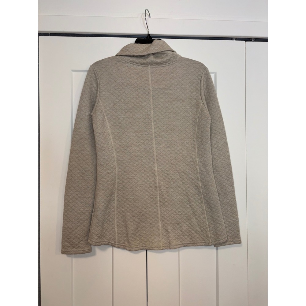 KÜHL Alska Pullover Women's Cowl Neck Sweater Merino Blend Quilted Oatmeal - Picture 3 of 9